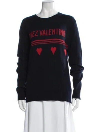 Pre-owned Valentino Virgin Wool Graphic Print Sweater W/ Tags In Black