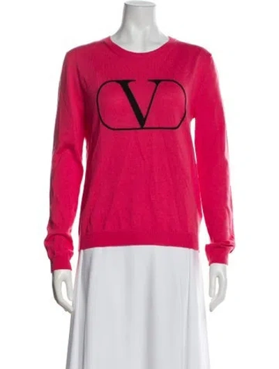 Pre-owned Valentino Virgin Wool Graphic Print Sweater W/ Tags In Pink