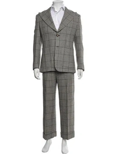 Pre-owned Valentino Virgin Wool Houndstooth Print Two-piece Suit In Multi