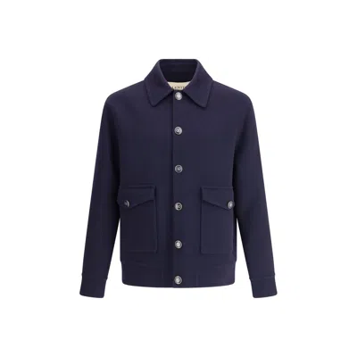 Valentino Wool Jacket With Collared Design In Blue