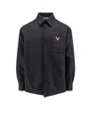 Valentino Virgin Wool Jacket With Metal V-detail In Gray