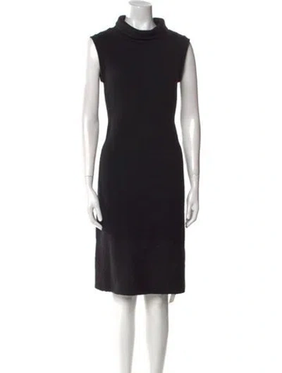 Pre-owned Valentino Virgin Wool Knee-length Dress In Black