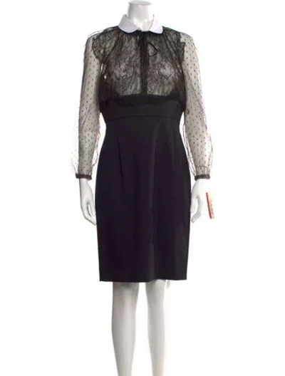 Pre-owned Valentino Virgin Wool Knee-length Dress In Black