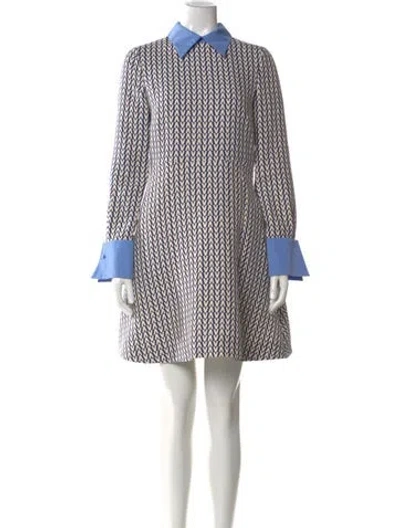 Pre-owned Valentino Virgin Wool Knee-length Dress In Blue