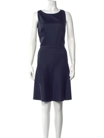 Pre-owned Valentino Virgin Wool Knee-length Dress In Blue