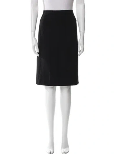 Pre-owned Valentino Virgin Wool Knee-length Skirt In Black