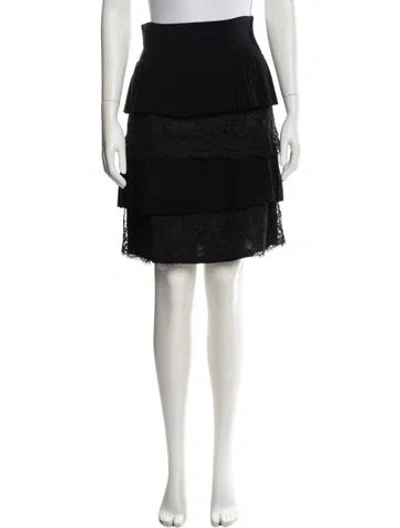 Pre-owned Valentino Virgin Wool Knee-length Skirt In Black