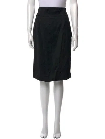 Pre-owned Valentino Virgin Wool Knee-length Skirt In Black