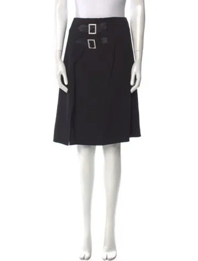 Pre-owned Valentino Virgin Wool Knee-length Skirt In Black