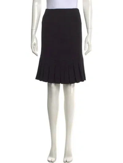 Pre-owned Valentino Virgin Wool Knee-length Skirt In Black