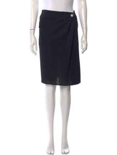 Pre-owned Valentino Virgin Wool Knee-length Skirt In Black