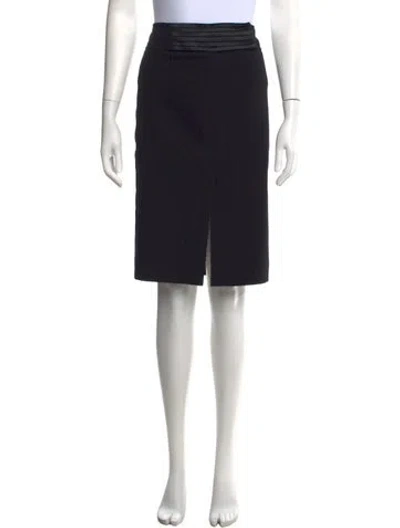 Pre-owned Valentino Virgin Wool Knee-length Skirt In Black