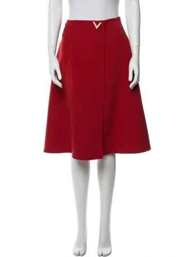 Pre-owned Valentino Virgin Wool Knee-length Skirt In Red