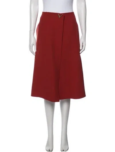 Pre-owned Valentino Virgin Wool Knee-length Skirt In Red