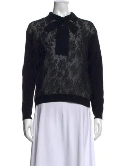 Pre-owned Valentino Virgin Wool Lace Pattern Sweater In Black