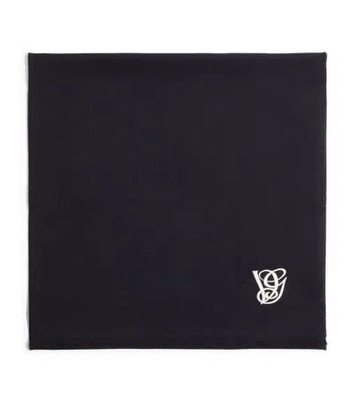 Valentino Virgin Wool Logo Scarf In Black