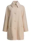 Valentino Virgin Wool Long Coat Jackets And Coats Beige In Neutral