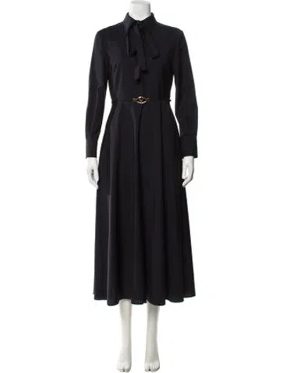Pre-owned Valentino Virgin Wool Long Dress In Black