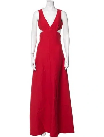 Pre-owned Valentino Virgin Wool Long Dress In Red