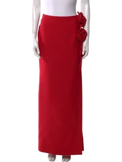Pre-owned Valentino Virgin Wool Long Skirt In Red
