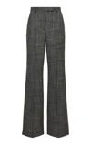 Valentino Virgin-wool Mid-rise Flared-leg Pants In Gray