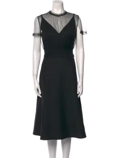 Pre-owned Valentino Virgin Wool Midi Length Dress In Black