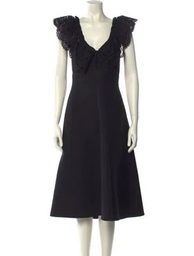 Pre-owned Valentino Virgin Wool Midi Length Dress In Black