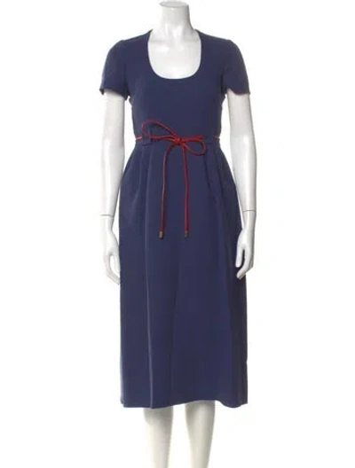 Pre-owned Valentino Virgin Wool Midi Length Dress In Blue