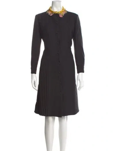 Pre-owned Valentino Virgin Wool Midi Length Dress In Gray