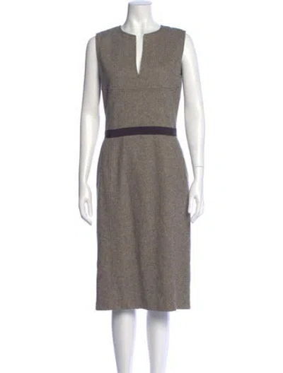 Pre-owned Valentino Virgin Wool Midi Length Dress In Neutral