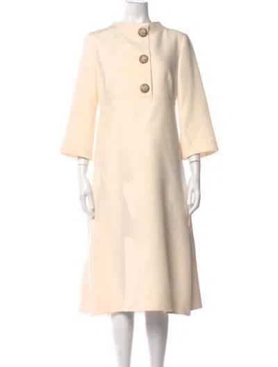Pre-owned Valentino Virgin Wool Midi Length Dress In Neutral