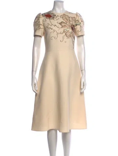 Pre-owned Valentino Virgin Wool Midi Length Dress In Neutrals