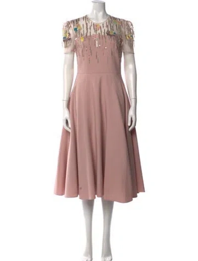 Pre-owned Valentino Virgin Wool Midi Length Dress In Pink