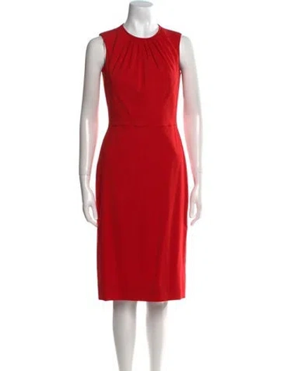 Pre-owned Valentino Virgin Wool Midi Length Dress In Red