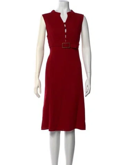Pre-owned Valentino Virgin Wool Midi Length Dress In Red