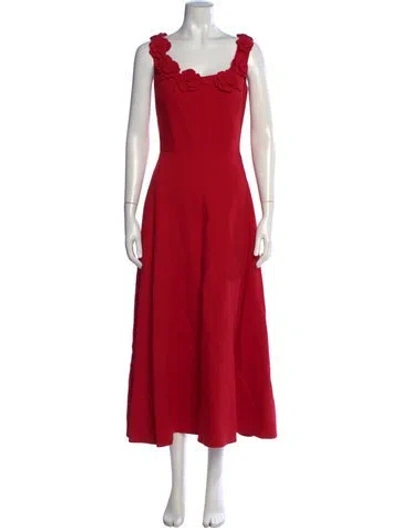 Pre-owned Valentino Virgin Wool Midi Length Dress In Red