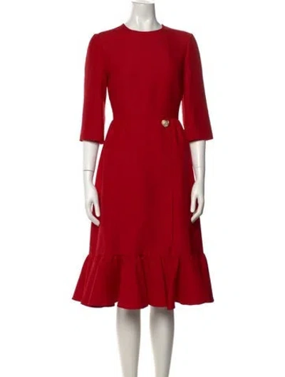 Pre-owned Valentino Virgin Wool Midi Length Dress W/ Tags In Red