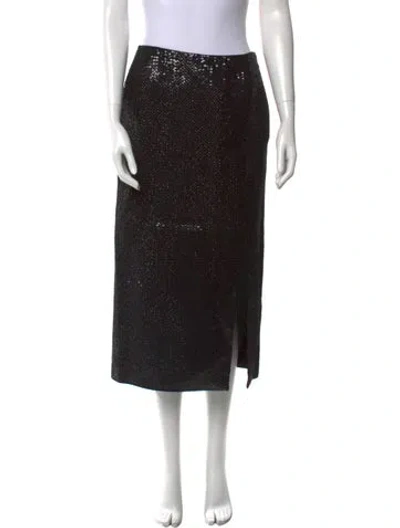 Pre-owned Valentino Virgin Wool Midi Length Skirt In Black
