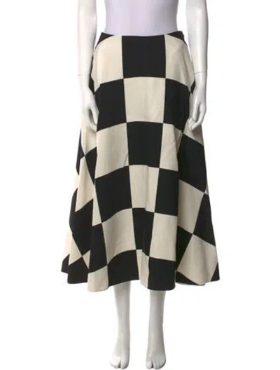 Pre-owned Valentino Virgin Wool Midi Length Skirt In Black