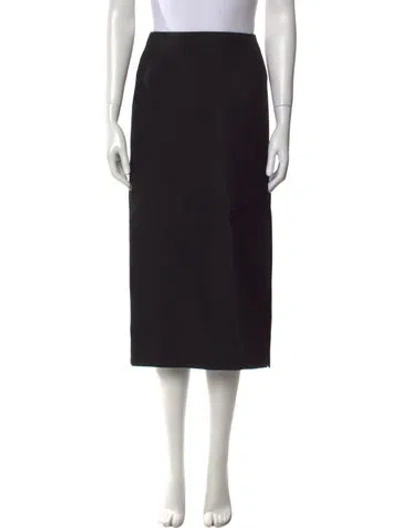 Pre-owned Valentino Virgin Wool Midi Length Skirt In Black