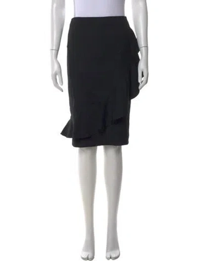 Pre-owned Valentino Virgin Wool Midi Length Skirt In Black