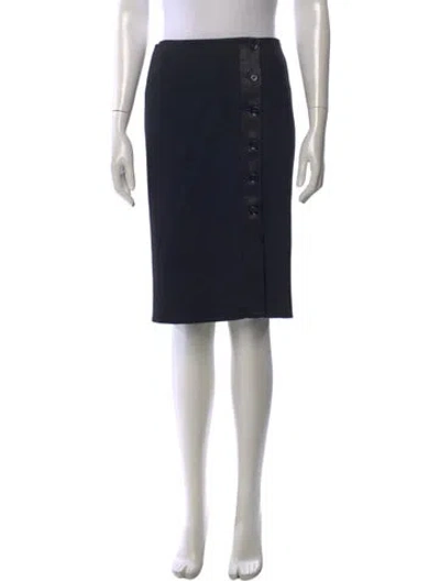 Pre-owned Valentino Virgin Wool Midi Length Skirt In Black