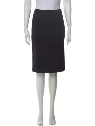 Pre-owned Valentino Virgin Wool Midi Length Skirt In Black