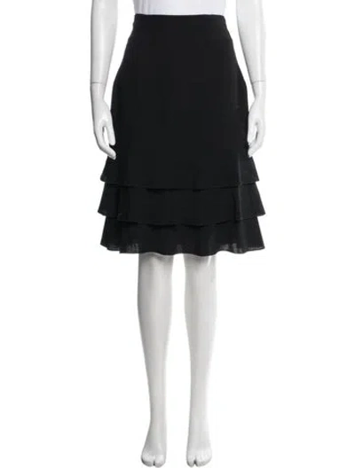Pre-owned Valentino Virgin Wool Midi Length Skirt In Black