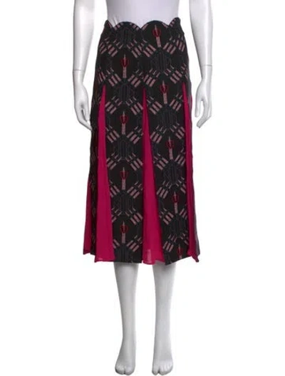 Pre-owned Valentino Virgin Wool Midi Length Skirt In Black