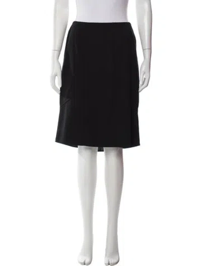 Pre-owned Valentino Virgin Wool Midi Length Skirt In Black