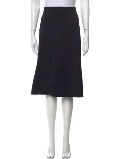 Pre-owned Valentino Virgin Wool Midi Length Skirt In Black