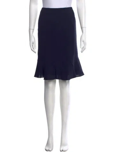 Pre-owned Valentino Virgin Wool Midi Length Skirt In Blue