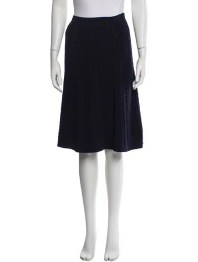 Pre-owned Valentino Virgin Wool Midi Length Skirt In Blue