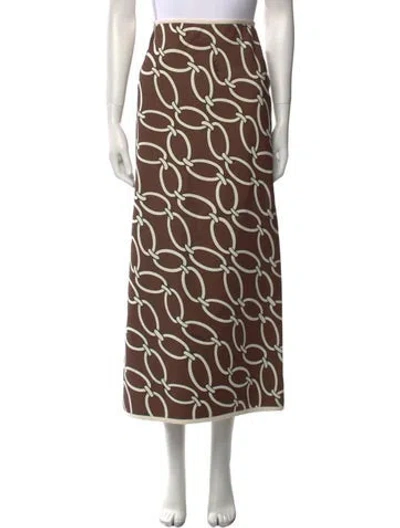 Pre-owned Valentino Virgin Wool Midi Length Skirt In Brown